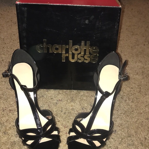 Charlotte Russe Black strappy heels size 8 - Picture 3 of 3